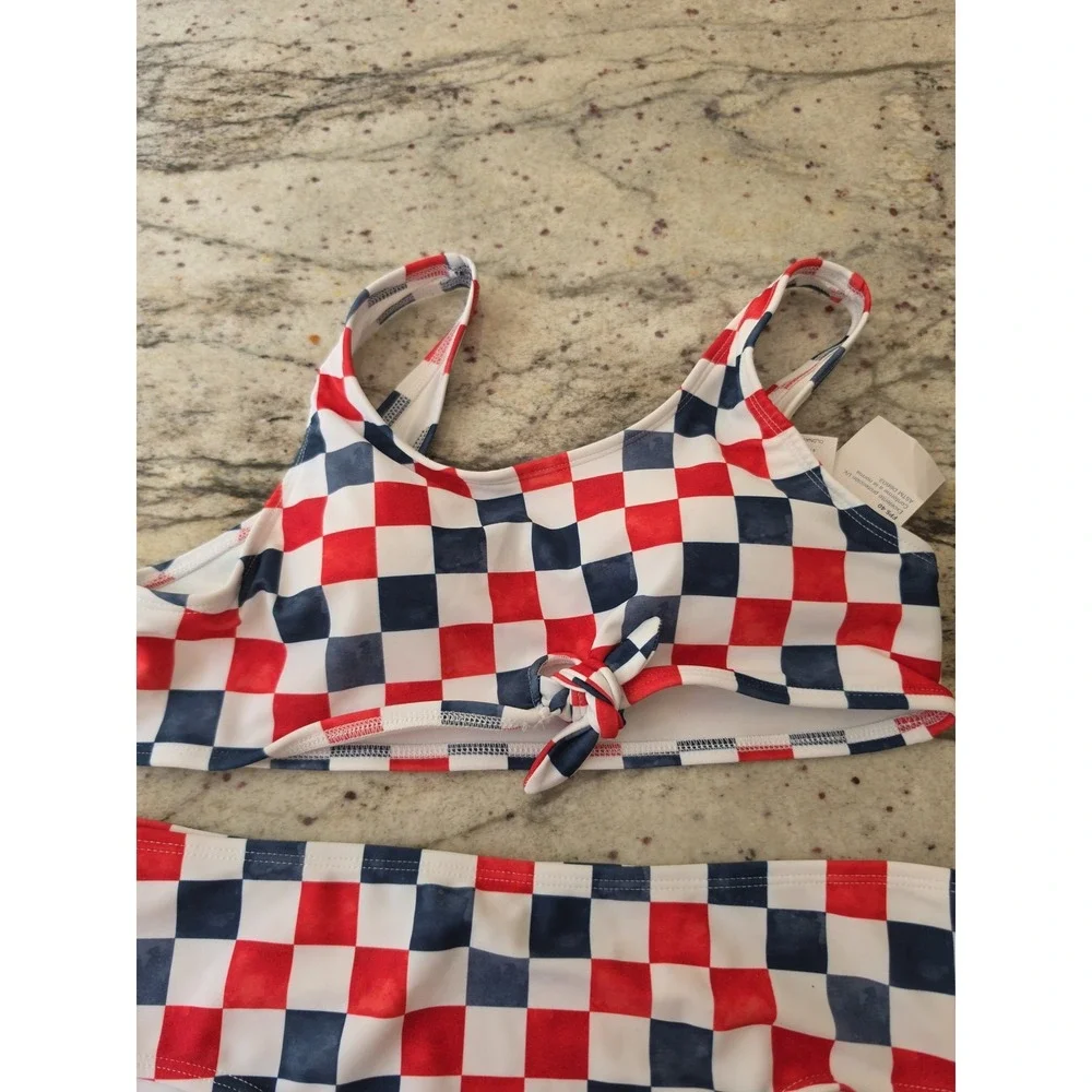Old Navy red white blue checkered Bikini youth xxl nwt